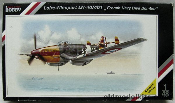 Special Hobby 1/48 Loire-Nieuport LN-40/401 French Navy Dive Bomber - No.1 SR-46 Flight Training School at St-Raphael / AB2-4 early 1940 / No. 10 AB2-8 May 20 1940 - The aircraft of CPO Hautin (shot down during a bridge strike on that date), 48058 plastic model kit